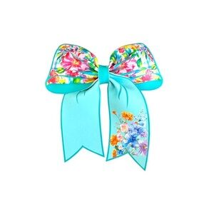 Turquoise Floral Bow Hair Clip